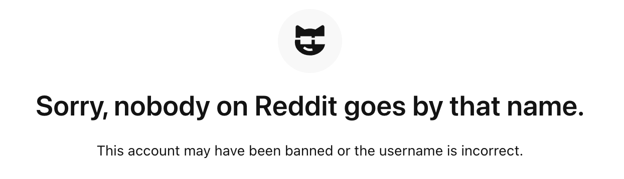 Screenshot showing how a shadowbanned Reddit account looks