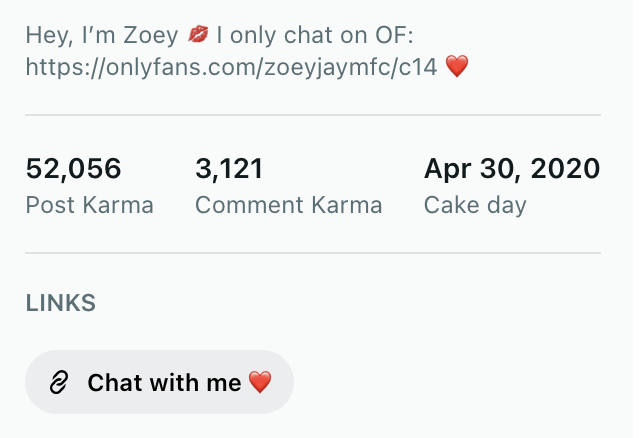 Screenshot showing optimized Reddit bio for promoting OnlyFans