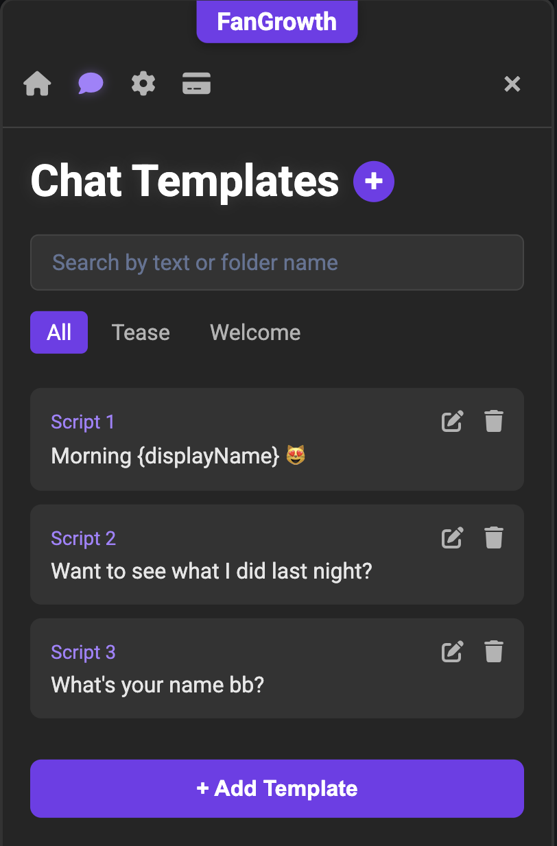 Chat templates Fansly