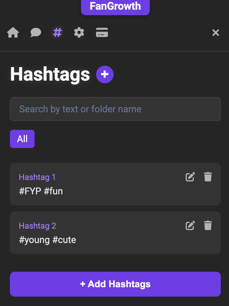 Hashtags Fansly